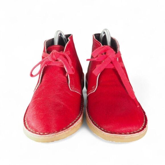 MiMao Calf Hair Classic Crepe Sole Chukka Boots 'Red" Women's 7/37 - Picture 3 of 11